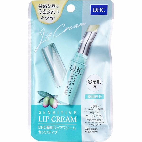 ※この商品は配送会社の都合により、北海道・沖縄・離島にはお届けできません。 ご注文が確認された場合、キャンセルさせて頂く可能性がございますのであらかじめご了承ください。『DHC薬用リップクリーム』をベースに、とくにデリケートな唇を守る保湿成分をプラスした低刺激性の薬用リップクリームです。オリーブバージンオイル、アロエエキスに加えて、肌のバリア機能に重要なセラミド、保湿力にすぐれたシアバター、ホホバ油といった植物由来成分を配合。敏感肌の唇の荒れや乾燥、ひび割れを防ぎ、ふっくらとみずみずしい状態に整えます。●するすると唇にのびるなめらかな塗り心地で、ベタつかず、しっかりフィット。見えないヴェールのような保護膜を形成し、うるおいとツヤを持続させます。●パッチテスト済み、 アレルギーテスト済み。※すべての方にアレルギーや皮膚刺激が起きないというわけではありません。●無香料・無着色・パラベンフリー・アルコールフリー　天然成分配合。【医薬部外品】販売名：DHC 薬用 リップクリーム センシティブ【成分】指定成分：液状ラノリン【使い方】力を入れずに唇にうすく塗ってください。一度塗りで保湿効果は充分です。※スティックを出しすぎると折れる場合がありますので、注意してください。【注意】・唇に合わないとき、即ち次のような場合には、使用を中止してください。そのまま使用を続けますと、症状を悪化させることがありますので、皮膚科専門医等にご相談されることをおすすめします。(1)使用中、赤み、はれ、かゆみ、刺激等の異常があらわれた場合(2)使用した唇に、直射日光があたって上記のような症状があらわれた場合・傷やはれもの、湿疹等、異常のある部位には使用しないでください。・スティックを出しすぎると折れる場合がありますので、注意してください。★保管上の注意・使用後は必ずしっかり蓋をしめてください。・直射日光のあたる場所、極端に高温多湿の場所には保管しないでください。・乳幼児の手の届かない所に保管して下さい。個装サイズ：85X137X17mm個装重量：約18g内容量：1.5gケースサイズ：19.5X16.3X37cmケース重量：約1kg製造国：日本※この商品は配送会社の都合により、北海道・沖縄・離島にはお届けできません。 ご注文が確認された場合、キャンセルさせて頂く可能性がございますのであらかじめご了承ください。
