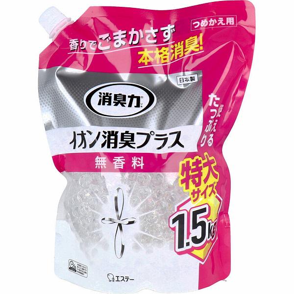 【30個セット】 消臭力 クリアビーズ イオン消臭プラス 特大 無香料 詰替用 1.5kg
