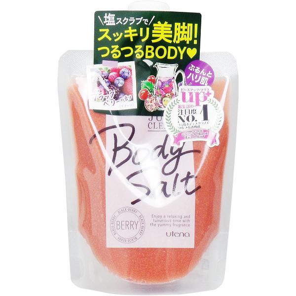 ※この商品は配送会社の都合により、北海道・沖縄・離島にはお届けできません。 ご注文が確認された場合、キャンセルさせて頂く可能性がございますのであらかじめご了承ください。アルガンオイルと4種のフルーツ&ベジタブルエキス（保湿成分）配合！ぷるんとハリのあるお肌へ導く塩スクラブ。ブラックベリーの香り。●肌あたりがマイルドなつぶ塩に、ジューシィな美容成分と香りを混ぜ込んだ全身用スクラブです。●ザラつきやくすみの原因となる古い角質を落とし、洗いあがりはつるつる、ぷるんとハリのあるお肌へ。●コールドプレス製法のアルガンオイルと、ザクロ・ブドウ・パッションフルーツ・シソ由来のエキス（すべて保湿成分）を配合。【ボディ用マッサージ料】【成分】塩化Na、水、コカミドメチルMEA、コカミドプロピルベタイン、スルホコハク酸ラウレス2Na、アルガニアスピノサ核油、ザクロ花エキス、ブドウ葉エキス、クダモノトケイソウ果実エキス、シソ葉エキス、パルミチン酸エチルヘキシル、BG、ヒドロキシエチルセルロース、トコフェロール、シクロペンタシロキサン、ジメチコン、ステアロイルグルタミン酸2Na、エタノール、香料、酸化鉄、水酸化AL【使用方法】・体を洗った後など、充分にぬれた状態で、適量(全身でピンポン玉2コ程度)を手にとり、お肌にのばしてやさしくマッサージします。その後、充分に洗い流してください。※週に1〜2回がご使用の目安です。【注意】・お肌を傷めないようにやさしくマッサージしてください。・顔や粘膜には使用しないでください。・お肌に異常が生じていないかよく注意して使用してください。・傷、はれもの、湿疹等、異常のある時は使わないでください。・使用中や使用後日光にあたって、赤み、はれ、かゆみ、刺激、色抜け(白斑等)や黒ずみ等の異常があらわれた時は使用をやめ、皮フ科専門医等へご相談をおすすめします。使用を続けますと悪化することがあります。・目に入った時は、直ちに洗い流してください。・使用後は必ずしっかりキャップをしめてください。・乳幼児の手の届かない所に置いてください。・極端に高温又は低温の場所、直射日光のあたる場所には置かないでください。個装サイズ：105X164X35mm個装重量：約315g内容量：300g製造国：日本※この商品は配送会社の都合により、北海道・沖縄・離島にはお届けできません。 ご注文が確認された場合、キャンセルさせて頂く可能性がございますのであらかじめご了承ください。