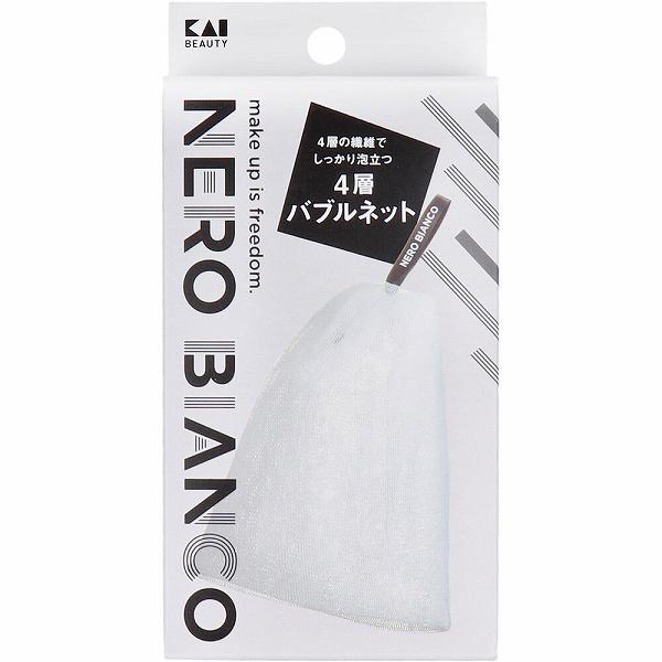 【2個セット】 NERO BIANCO(ネロビアンコ) 4層バブルネット KQ-3507 フック付き トラベル ネット ネロビアンコ レディース 新生活 旅行 スキンケア 貝印 洗顔 泡立つ 濃密泡 洗顔ネット メンズ 泡立て コスメ