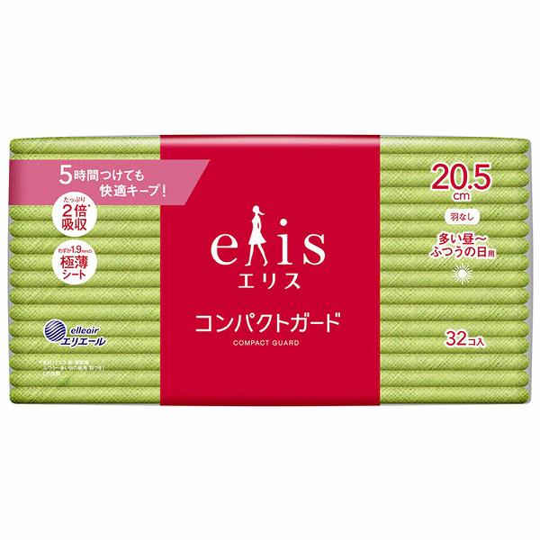 【5個セット】エリス コンパクトガード 多い昼-ふつうの日用 羽なし 20.5cm 32コ入