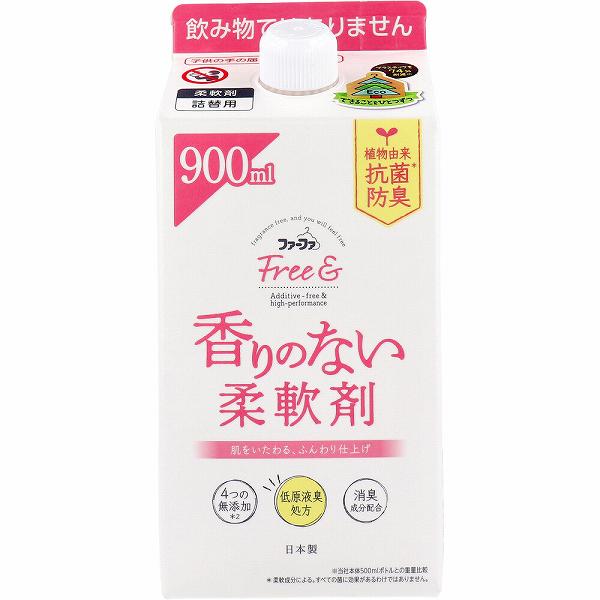 【6個セット】 ファーファ フリー&(フリーアンド) 香りのない柔軟剤 無香料 詰替用 900mL
