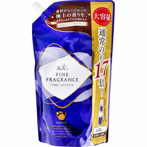 【30個セット】 ファーファ ファインフレグランス オム クリスタルムスクの香り 柔軟剤 詰替用 840mL