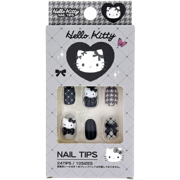 【5個セット】 ハローキティ ネイルチップ モノトーン 24枚入