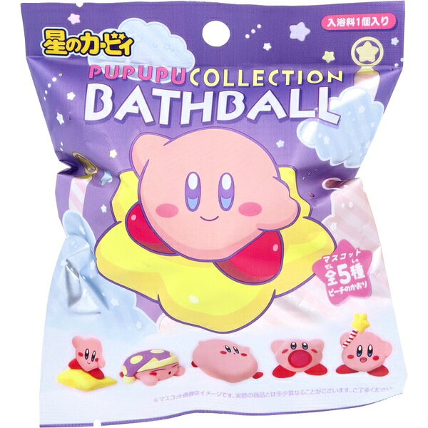 ※この商品は配送会社の都合により、北海道・沖縄・離島にはお届けできません。 ご注文が確認された場合、キャンセルさせて頂く可能性がございますのであらかじめご了承ください。ピーチのかおり。●マスコット全5種(※種類は選べません)。※こちらはランダム商品です。何が出るかはお楽しみ。・ワープスター・スリープ・まんぷく・すいこみ・スターロッド【入浴用化粧品】販売名：SKJバスボール63【対象年齢】6才以上【全成分】硫酸Na、炭酸水素Na、クエン酸、アミロデキストリン、ポリグリセリン-3、炭酸Na、塩化Na、香料、赤106【マスコット材質】TPR【サイズ】マスコット：全長約3cm【使用方法】(1)バスボールを袋から取り出し、透明のフィルムをはがしてお風呂の中へ入れます。(2)バスボールから泡が出て、だんだんと溶けていきます。(3)溶けたバスボールの中からマスコットが登場！※ぬれたマスコットは、水分を拭き取った後よく乾かしてからご使用ください。・浴槽のお湯(約200L)に対して本品1個を入れてよく混ぜてから入浴してください。【ご使用上の注意】・窒息などの危険がありますので、包装材や本品を口の中には絶対に入れないでください。・小さな部品があります。誤飲、誤食にご注意ください。・本品は入浴料です。なめたり、投げたり、入浴以外の目的にはご使用にならないでください。・万一、大量に飲み込んだ場合は、水を飲ませるなどの処置を行った上で医師にご相談ください。・6才未満のお子様には絶対に与えないでください。・皮膚あるいは体質に異常のある場合は使用しないでください。・使用中や使用後、皮膚に発疹、発赤、かゆみ、刺激感などの異常が現れた場合、使用を中止し、医師にご相談ください。・目に入った場合はすぐに真水で洗い流し、医師の診察を受けてください。・入浴以外の用途には使用しないでください。・お子様やペットの手の届かないところに保管し、お子様がご使用になる場合には保護者の監督のもとでご使用ください。・入浴料を使用すると、浴槽などが滑りやすくなる場合がありますので、ご注意ください。・入浴中にもう1個追加するなど、用法用量を超えた使用をしないでください。・変色・変質の恐れがありますので大理石、木製のお風呂などでは使用しないでください。・24時間保温など、循環式の風呂釜では使用しないでください。フィルターが目詰まりするなど、風呂釜を傷める可能性があります。・本品を使用後二度焚きすると、風呂釜内部に汚れが付着する可能性がありますのでおやめください。・浴槽に色素が付着することがあります。使用後すぐに浴槽・風呂釜などをよく洗い流してください。・開封後はすぐにお使いください。・高温、多湿の場所を避け、冷暗所に保管してください。・残り湯は洗濯に使用しないでください。洗濯物などに色移りする場合があります。・入浴後はマスコットをお風呂に放置しないでください。排水口に詰まるなど思わぬ事故のもととなります。・マスコットはタオルなどで強くこすると色が移る場合があります。・マスコットを樹脂製のソファーやシート、タオルの上に置かないでください。色が移る場合があります。・マスコットには入浴料の香りが移る場合があります。・長期間保管されますと色調や香り、発泡力が低下する場合がありますが、品質には問題ありません。・個装袋に膨張を防ぐための小さな穴をあけております。・本品は入浴料です。たべられません。※この商品は配送会社の都合により、北海道・沖縄・離島にはお届けできません。 ご注文が確認された場合、キャンセルさせて頂く可能性がございますのであらかじめご了承ください。
