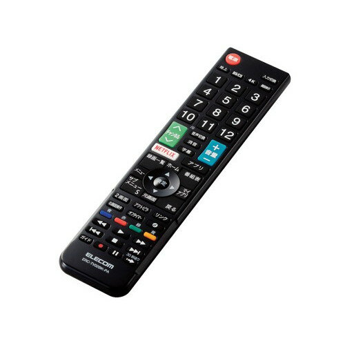 【正規代理店】 エレコム ERC-TV02BK-PA テレビリモコン パナソニック ビエラ対応 設定不要ですぐ使える 見やすい文字サイズ 押しやすいボタン Netflix / YouTube対応 ブラック