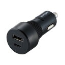 【正規代理店】 エレコム MPA-CCU15BK シガーソケット カーチャージャー 27W(5V/5.4A) 2ポート USB Type-C×1 USB A×1 抜け防止 インジケーター搭載 おまかせ充電 iPhone Android 各種対応 ブラック