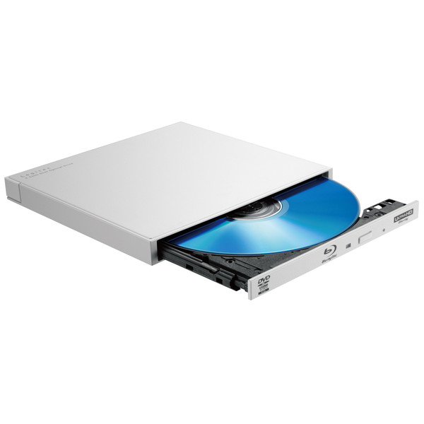 ポータブルBlu-rayディスクドライブ/USB3.2 Gen1/スリム/編集&再生&書き込みソフト/UHDBD対応/Type-C&Type-Aケーブル属/ホワイト