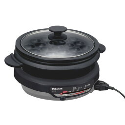 【正規代理店】 テスコム GP9100 H グリルなべ 3.4L 直火可能 1300W たこ焼きプレート/溝つきプレート付属 【煮る/焼く/蒸す】 フッ素コート GP91 スタイリッシュグレー 正規品 GP9100-H