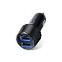  エレコム MPA-CCUQ04BK シガーチャージャー 車載 充電器 Quick Charge3.0・30W・2ポート USBポートx2(自動識別) QuickCharge3.0+USBx1ポート(最大2.4A) ブラック