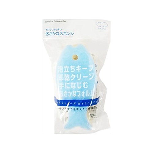 マーナ K170LB おさかなスポンジ 食器洗い ライトブルー 日本製 キッチン 食器用スポンジ 3層構造 泡立ち 魚型 MARNA