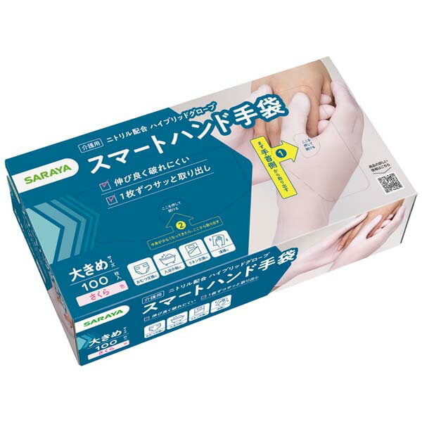 【2個セット】 サラヤ スマートハンド手袋 大きめ 100枚 大きめサイズ 手袋 ハンド フィット感 軍足 使..