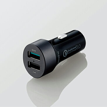 エレコム カーチャージャー 車載充電器 急速 【 iPhone & android & IQOS対応】 USBポート×2 Quick Charge 3.0 + 2.4A 出力 電流自動識別 ブラック EC-DC02BK