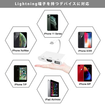 Lightning - USB3.0 / HDMIアダプタ iPhone/iPadの映像をTVにミラーリング iPhone iPad ipod youtube HDMI Apple Lightning Digital AVアダプタ 変換 アダプタ 変換ケーブル