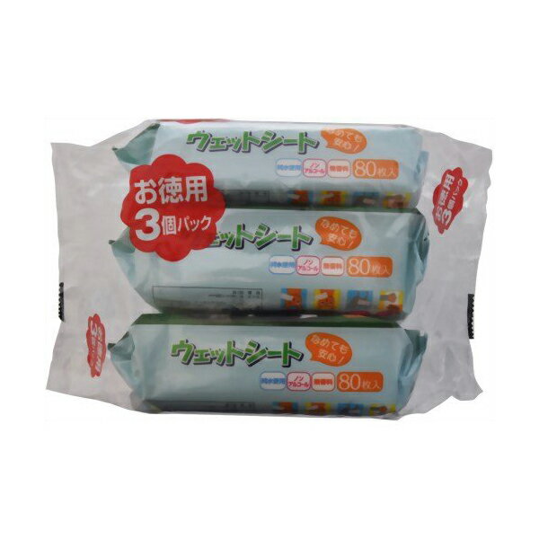 【6個セット】 レック ペット用 ウェットシート 80枚×3個 シャンプータオル ノンアルコール お手入れ ..
