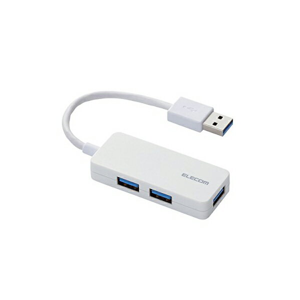 【正規代理店】 エレコム U3H-K315BWH USB3.0 ハブ 3ポート バスパワー ホワイト USBHUB3.0 / ケーブル固定 / バスパワー / 3ポート / ホワイト