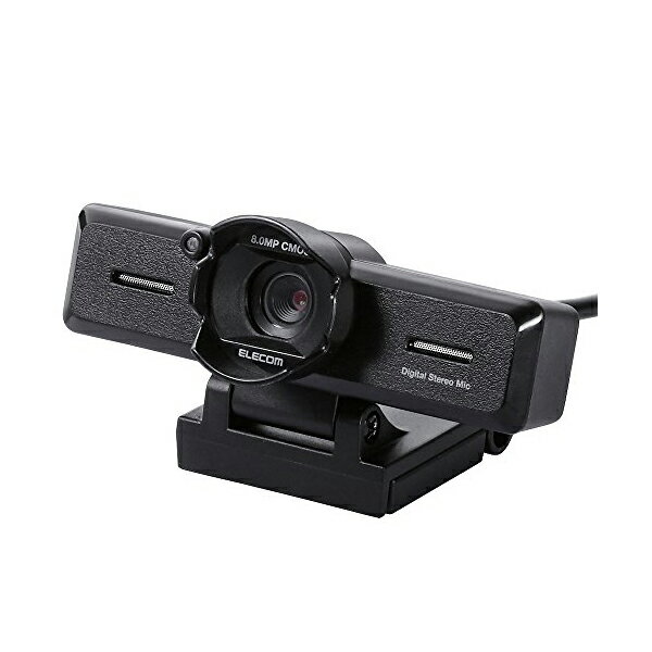  エレコム UCAM-C980FBBK WEBカメラ ステレオマイク内蔵 800万画素 高精細ガラスレンズ レンズフード付 ブラック PCカメラ /
