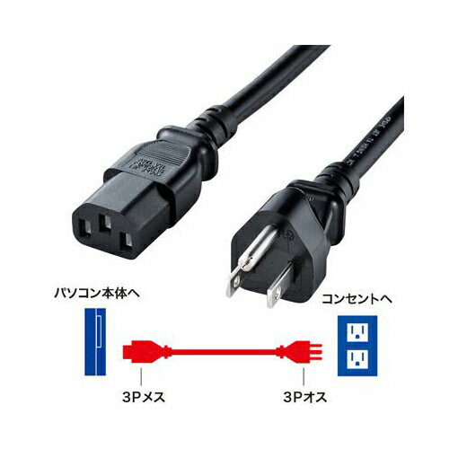【4個セット】 サンワサプライ 電源コード KB-D3247A 電源コード ( 3P・ブラック・4m ) おまとめセット 送料無料