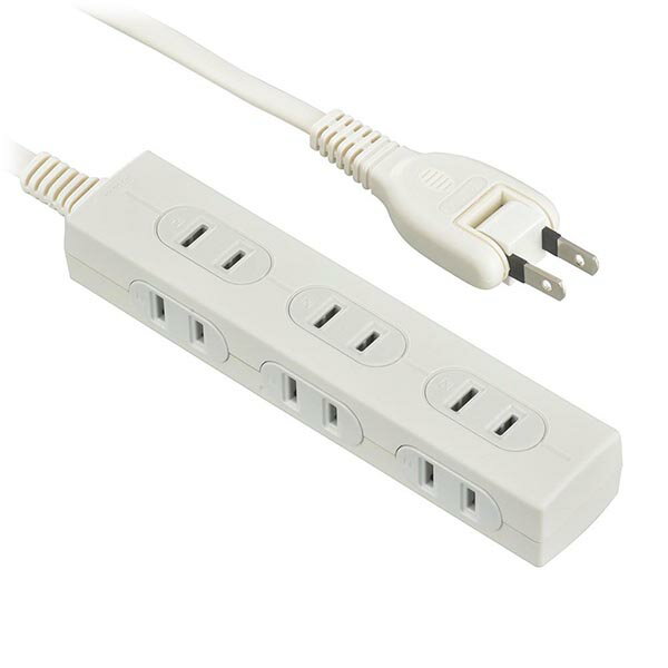 オーム電機 HS-T62SLV3-W スリムタップ6口2m SLV3 OHM ホワイト スリムタップ 延長ケーブル 正面差し ..