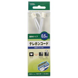 オーム電機 TEL-C2601W 2&4 0.5M M-M 白 OHM