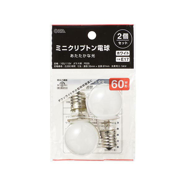 ŵ LB-PS3554W-2PN ߥ˥ץȥŵ E17 60W ۥ磻 2ĥå OHM ŵ Ǯ  ŵ ...