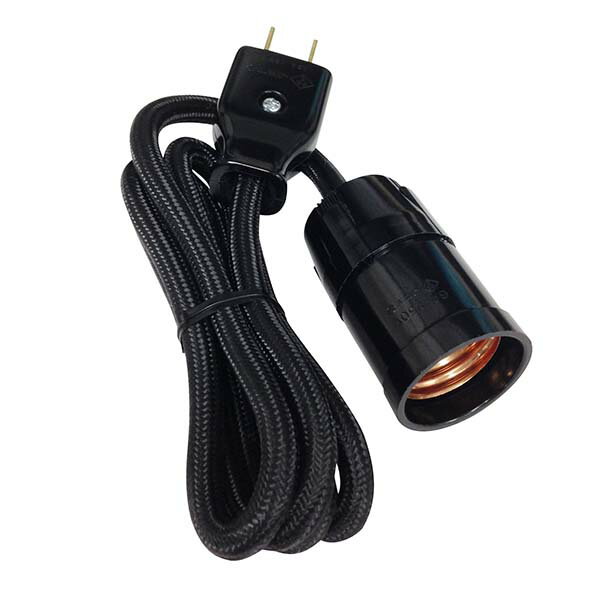 オーム電機 HS-L26SP/K コード付ソケット (コンセント-E26/黒) ブラック オーム コンセント コード長 ..