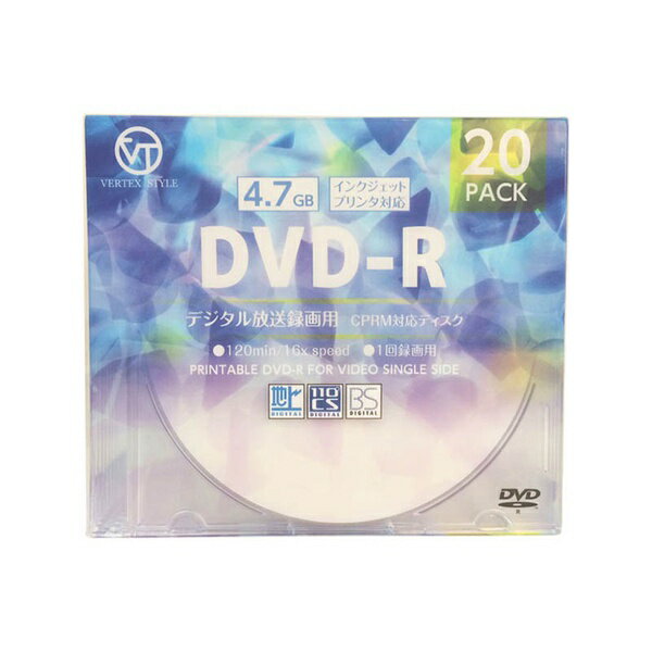 【2個セット】 ヴァーテックス DR-120DVX.20CAN 録画用DVD-R 16倍速 20枚ケース