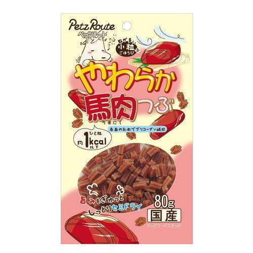【18個セット】 ペッツルート やわらか馬肉つぶ 80g ジャーキー イヌ 全年齢 PetzRoute 犬用おやつ ペットフード ドッグフード ペット用品 小粒タイプ 犬用品 ドックフード おやつ スナック ごほうび 日本産 小粒 国産 しつけ ドッグ フード えさ