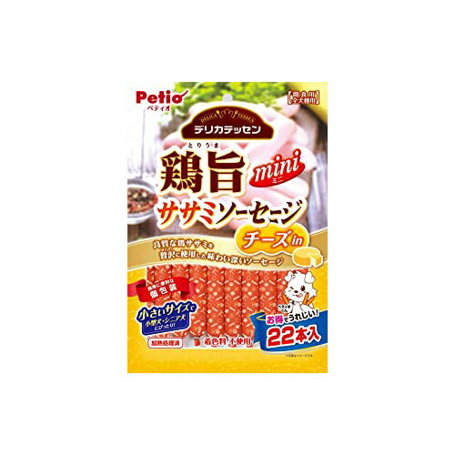 【10個セット】 Pデリカテッセン 鶏旨 ミニ ササミソーセージ チーズin22本 ペティオ 犬 フード スナック