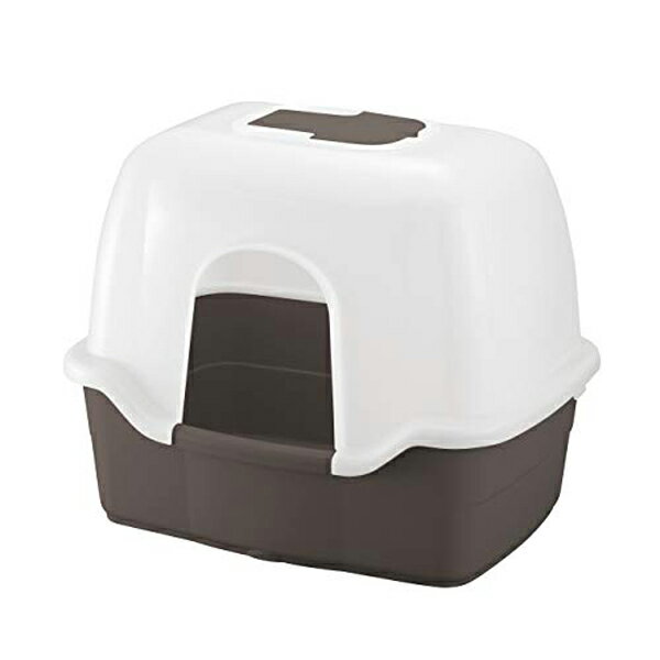 リッチェル ラプレネコトイレ深型60フード付 ダークグレー 猫トイレ お手入れ簡単 猫 全年齢 Richell キャットトイレ 飛び散り防止 飛び散らない インテリア ネコトイレ スコップ付き トイレ本体 固まる猫砂用 フード付 安心素材 価格は1個のお値段です