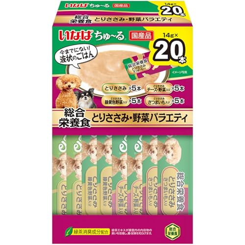 【6個セット】 いなばペットフード ちゅーる総合栄養食(BOX)とりささみ・野菜バラエティ 14g×20P(4)