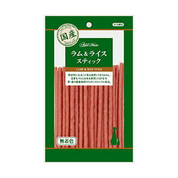 ●良質なラムとお米を使用したスティックタイプジャーキー●大豆、小麦不使用でアレルギーに配慮●骨、歯の健康維持のためにカルシウム配合●無着色で安心して与えられる・内容量: 80g・原材料: 肉類鶏・鶏ササミ・ラム、でんぷん類、米粉、食塩、グリセリン、炭酸Ca、プロピレングリコール、乳化剤、pH調整剤、保存料ソルビン酸K、リン酸塩Na、発色剤亜硝酸Na・保証成分: たん白質14.0%以上、脂質9.0%以上、粗繊維0.1%以下、灰分6.0%以下、水分28.0%以下、ナトリウム1.0g以下・エネルギー: 309kcal/100g・原産国: 国産・賞味期限: 365日