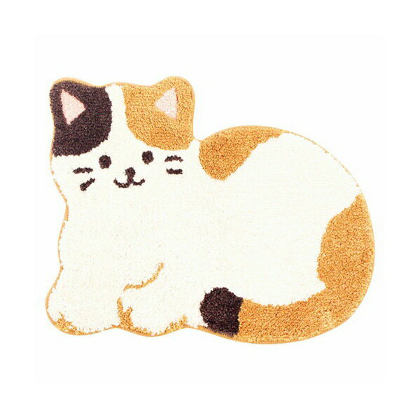 オカ ファンディットアニマル 洗えるマット みけねこ ベージュ