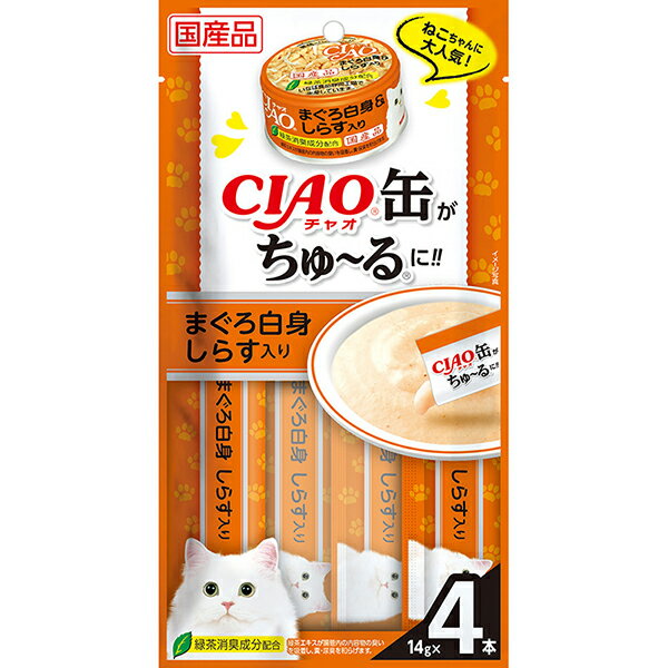 【6個セット】 いなばペットフード CIAO缶ちゅ～る まぐろ白身 しらす入り 14g×4本