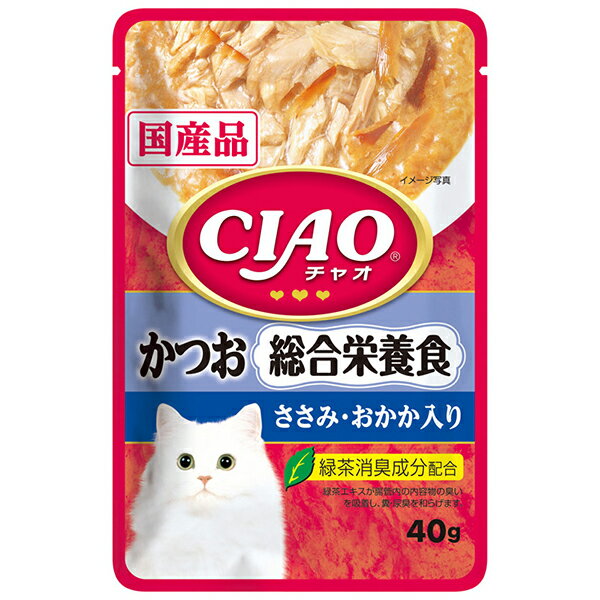 いなばペットフード CIAO パウチ 総合栄養食 かつお ささみ・おかか入り 40g