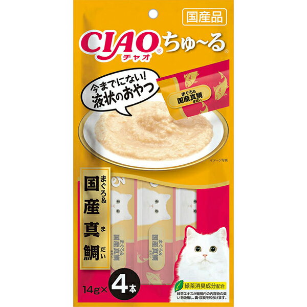 【48個セット】 いなばペットフード CIAO ちゅ～る まぐろ＆国産真鯛 14g×4本