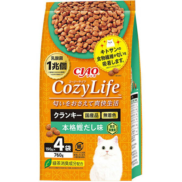 【10個セット】 いなばペットフード CIAO CozyLife クランキー 本格鰹だし味 760g