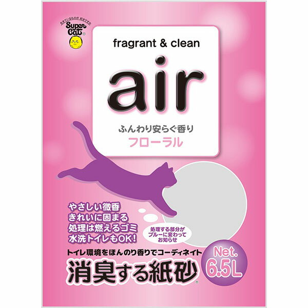 【12個セット】 スーパーキャット air 消臭する紙砂 フローラル 6.5L