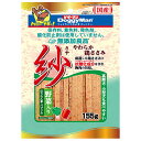 緑黄色野菜と注目素材スピルリナを配合！紗自慢の絹のようなやわらかな口当たり、そして厳選した鶏ささみと胸肉の香りと旨味に、緑黄色野菜、ビタミンやミネラルを含むスピルリナを加え、できるだけ添加物を使用せずにつくりました。(保存料・着色料・発色剤・酸化防止剤無添加)・生産地：日本・素材：＜原材料＞鶏肉(胸肉、ササミ)、コーンスターチ、米粉、野菜(パプリカ、ほうれん草)、スピルリナ、ソルビトール、グリセリン、pH調整剤、ミネラル類(ナトリウム)、リン酸塩(Na)、調味料＜保証成分＞粗たん白質20.0％以上、粗脂肪10.0％以上、粗繊維1.0％以上、粗灰分4.0％以下、水分30.0％以下エネルギー：360kcal/100g