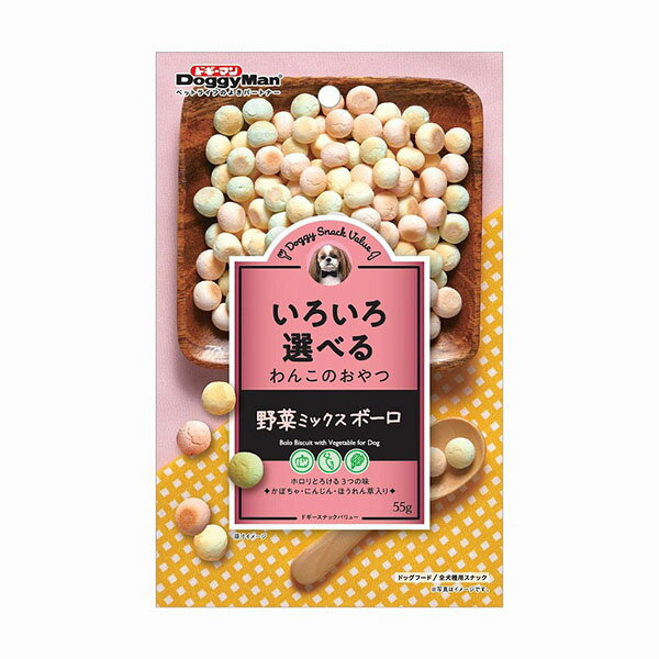 いろいろ選べるわんこのおやつ！・生産地：中国・素材：＜原材料＞馬鈴薯でん粉、砂糖、卵、小麦粉、はちみつ、ブドウ糖、粉乳、野菜(かぼちゃ、にんじん、ほうれん草)、着色料(ウコン、テーブルビート、クチナシ)、膨張剤＜保証成分＞粗たん白質1.0％以上、粗脂肪1.0％以上、粗繊維0.5％以下、粗灰分1.0％以下、水分10.0％以下＜エネルギー＞380kcal/100g