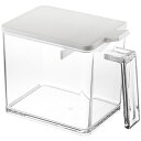 【2個セット】 山崎実業 調味料ストッカー アクア L ホワイト 2889 容器 収納 人気 砂糖 キッチン かわいい ストッカー ポット 保存容器 スプーン付き 一人暮らし インテリア 調味料 おしゃれ クックポット スタイリッシュ 便利 小麦粉 ケース 人気商品