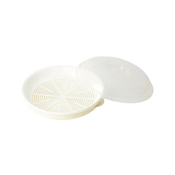 パール金属 水切り ザル オードブル トレー フタ 付 回ーる HB-3582 ホワイト 幅36×奥行34×高さ12cm 丸皿 回転 日本製 便利 フタ付 フタ付き ちらし寿司 そうめん 人気商品