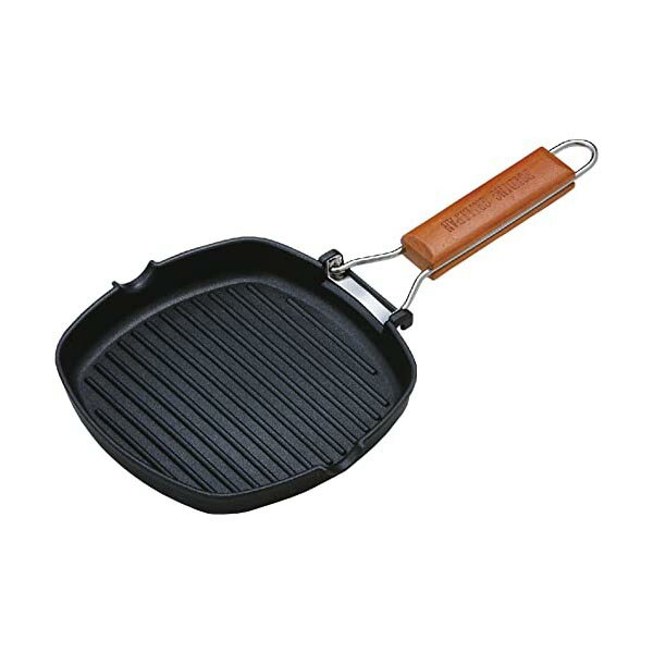 【5個セット】 谷口金属 グリルパン 20×20cm IH対応フッ素加工 持ち手 天然木 折りたたみ式 フォールディング フライパン ステーキ 調理 ガス火 アウトドア 鉄板 キャンプ キッチン雑貨 キッチンツール ハンバーグ 谷口金属工業 折りたたみ