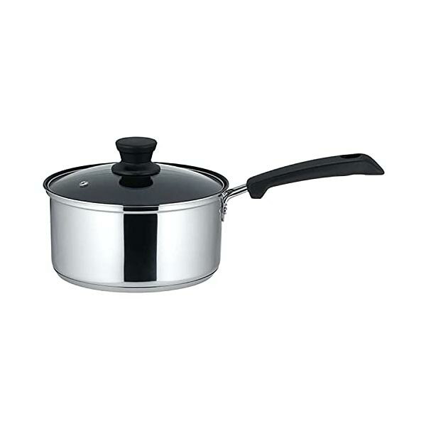 ベストコ 片手鍋 ガラス 蓋付き 18cm ステンレス 3層底 ふっ素 樹脂加工 IH 対応 ソースパン NQ-0043 リンピオ 小さめ ガラス蓋付き ミラー仕上げ なべ 軽い ステンレス製 オール熱源対応 ガラス蓋付 フッ素コーティング 人気商品