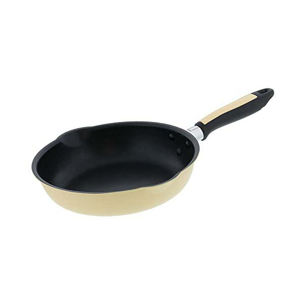 ベストコ フライパン 24cm クリーム 軽わざパン ふっ素樹脂加工 IH ガス火 オール熱源対応 両口 NQ-0095 カリーノ 深型フライパン 深型 小さめ 長持ち 新生活 炒め鍋 かわいい こびりつきにくい 軽い おしゃれ ソースパン 人気商品