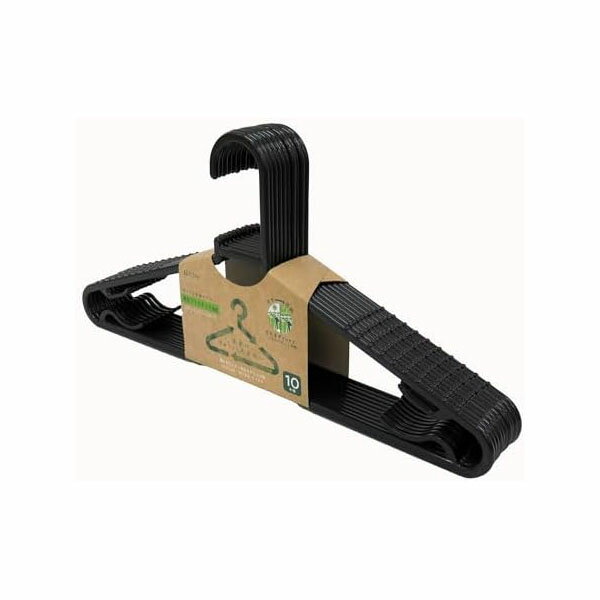 東和産業 洗濯ハンガー リサイクルランドリーハンガー 環境に配慮した再生プラスチック使用 ブラック 約5×41×20cm 10本組 25287 人気商品