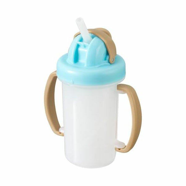 レック コンパクト ストローマグ 150mL ブルー スライドカバー ・ ハンドル 付き
