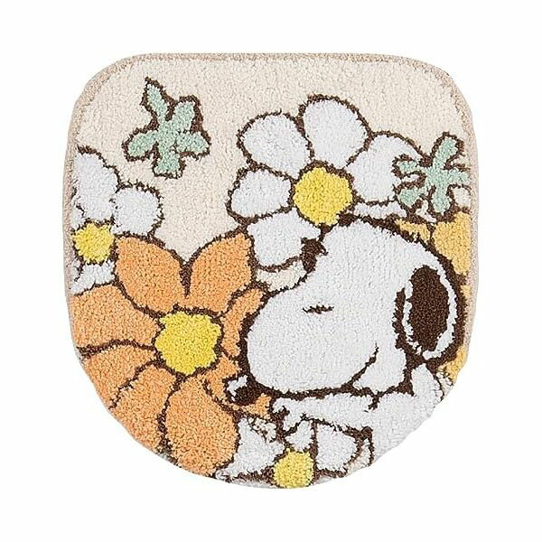 センコー Senko スヌーピー 花いっぱい トイレ フタカバー 吸着シート付き 普通用・洗浄用兼用タイプ オレンジ キャラ アニマル 66932 人気商品