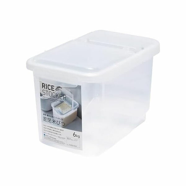 【5個セット】密閉米びつ6kg パッキン 計量カップ付き しっかりロック 湿気 酸化防ぐ 新鮮度保 クリア 人気商品