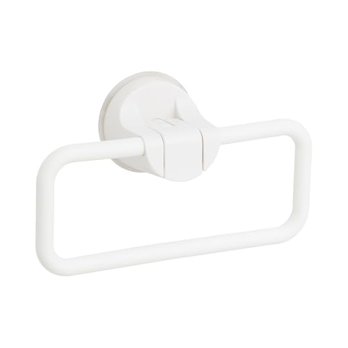 【5個セット】 LEC レバー式吸盤タイプ タオルリング ホワイト